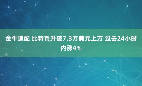 金牛速配 比特币升破7.3万美元上方 过去24小时内涨4%
