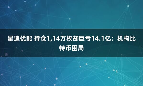 星速优配 持仓1.14万枚却巨亏14.1亿：机构比特币困局
